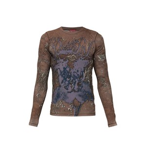 디젤 T-타데오 그래픽 긴소매 티셔츠, 브라운계열, Standard L(KR 105)