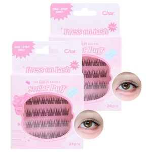 Char 핸드메이드 더 플러피 베이커리 슈가 퍼프 인조 속눈썹, 블랙, 2개