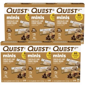 퀘스트뉴트리션 미니 바 초콜릿 칩 쿠키 도우 맛 14개입, 초콜릿 칩 쿠키 도..., 322g, 6개