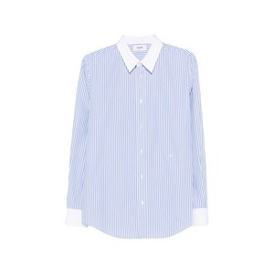 셀린느 스트라이프 칼라 셔츠, 블루계열+화이트계열, Collar (cm) 41