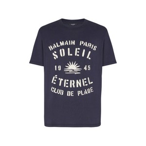 발망 크루넥 반소매 티셔츠, 블루계열+화이트계열, Standard XXL(KR 120)