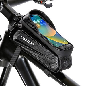 화이트리버 방수 자전거 핸드폰 거치대 빛반사 프레임 가방, 블랙, 1개