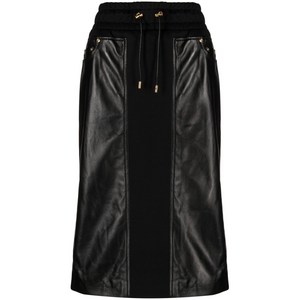 톰포드 드로스트링 가죽 미디 스커트