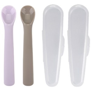 데일리라이크 봉봉 이유식 스푼 2단계 2P + 이유식케이스 2p, 라벤더 + 코코아, 1개