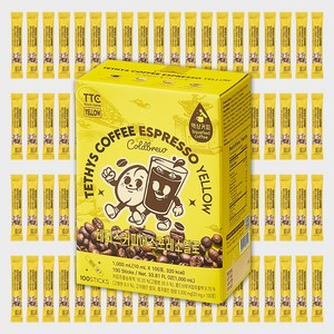 테티스커피 옐로 100포 콜드브루 원액 스틱 더치커피 파우치 저카페인 대용량