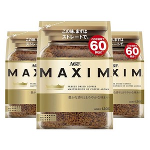 에이지에프 맥심 프리즈 드라이드 커피 풍부한 향과 순한 맛 리필, 120g, 1개입, 3개