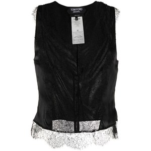 톰포드 실크 새틴 레이스 캐미솔 탑, 블랙계열, Italy 36