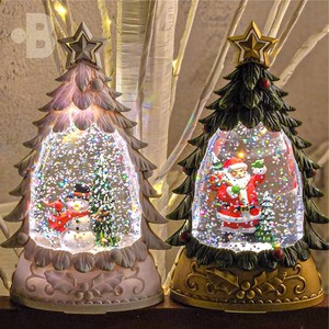 본디자인랩 크리스마스 워터볼 트리 미니어처 LED 초 무드등 오르골, 미니 샤샤트리 - 눈사람 (23010 C)