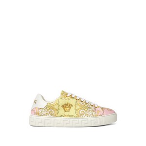 베르사체 패턴 플랫폼 스니커즈, Italy 36(KR 230), 옐로우계열+핑크계열