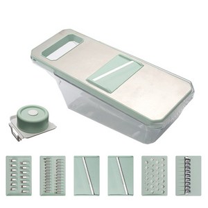 Haokon 마그네틱 스테인리스 다기능 채칼 세트, 그린(재료보관통 포..., 29x11.5x10..., 1세트