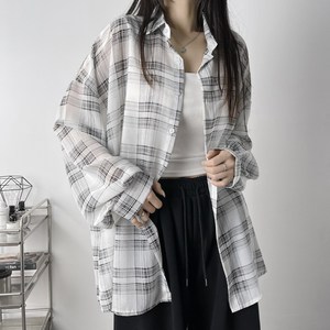 레이디스룸 [살탐방지~3XL] 여리 쿨링 왕박시 링클프리 오버핏 긴팔 체크 셔츠 남방 남녀공용