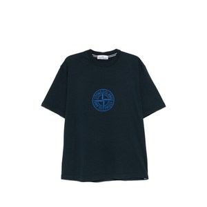 스톤 아일랜드 로고 프린트 티셔츠, 블루계열, Standard S(KR 90)