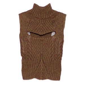 비비안웨스트우드 메리 코르셋 하이 넥 컷아웃 탑, 골드계열+브라운계열, Italy 42(KR 66)