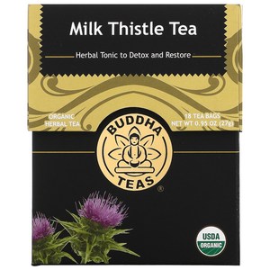 Buddha Teas Oganic Hebal Tea Milk Thistle 18 Tea Bags 0.95 oz (27 g), 1개