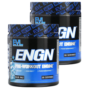 EVLUTIONNUTRITION ENGN 프리-워크아웃 엔진 블루 라즈 맛, 312g, 2개