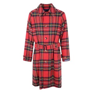 폴로랄프로렌 플레이드 체크 벨트 코트, 레드계열, US 42(KR 105)