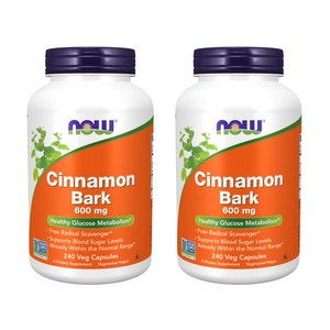 나우푸드 시나몬 바크 600mg 캡슐, 240정, 2개