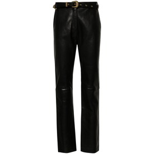발망 벨트 하이라이즈 가죽 팬츠, 블랙계열, France 38(KR 66)