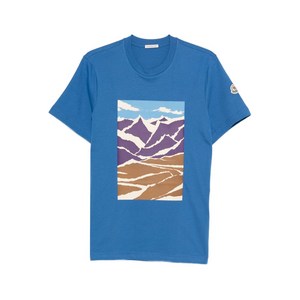 몽클레르 그래픽 프린트 반소매 티셔츠, 블루계열, Standard M(KR 96-180)