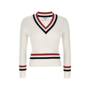 톰 브라운 V넥 코튼 스웨터, 화이트계열, Numeric 2(KR 100)