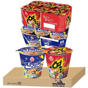 블루존 진라면 순한맛 소컵라면 65g (6입) +열라면 소컵라면 62g (6입)