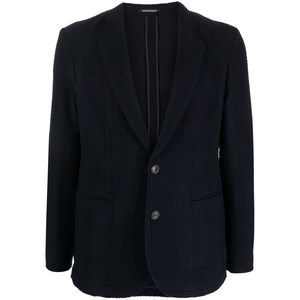 엠포리오아르마니 플레이드 체크 텍스처 싱글 브레스티드 블레이저, 블루계열, Italy 54(KR 110)