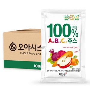 오아시스 국내산 ABC주스, 100ml, 100개