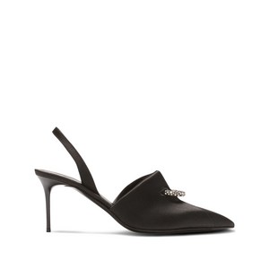 발망 피어싱 디테일 새틴 펌프스, Europe 38(KR 250), 블랙계열