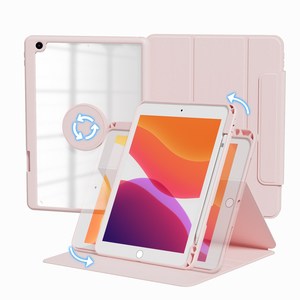 nimin 니민 펜슬 수납 360도 회전 마그네틱 태블릿 PC 케이스 커버 케이스, 핑크