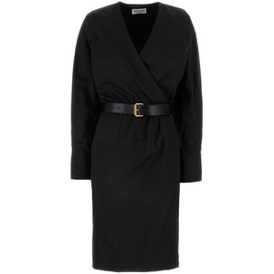 생로랑 벨트 랩 스타일 미디 드레스, 블랙계열, France 42(KR 88)