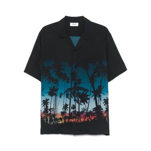 셀린느 그래픽 프린트 셔츠, 블랙계열+블루계열, Collar (cm) 42