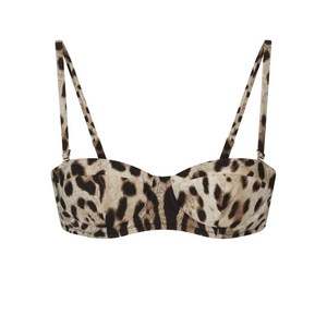 돌체앤가바나 레오파드 프린트 발코넷 비키니 탑, 베이지계열+블랙계열, Italy 4(KR 55-66)