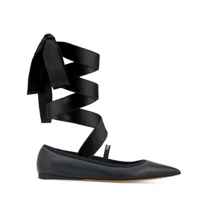 페라가모 레더 발레리나 슈즈, US width 6C, 블랙계열