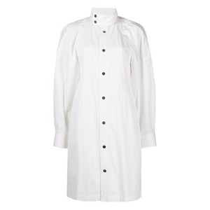 보테가 베네타 하이 넥 포플린 셔츠 드레스, 화이트계열, Italy 38