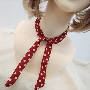 복고풍 스카프 머리띠 와이어 복고풍의상 복고소품 여자 레드와인 땡땡이 2개입