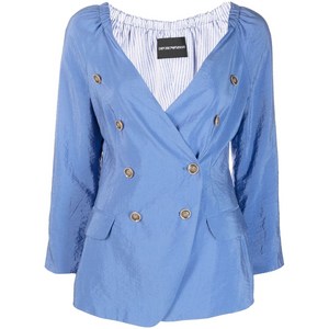 엠포리오아르마니 더블 브레스티드 실크 재킷, 블루계열, Italy 42(KR 66)