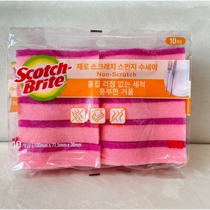 스카치브라이트 제로 스크래치 스펀지 수세미, 10개입, 1개