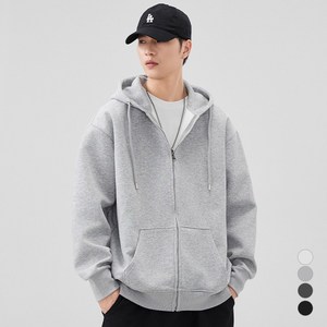 디커스텀 남녀공용 루즈핏 무지 후드집업 빅사이즈 4컬러