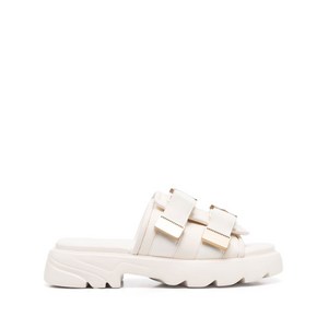 보테가 베네타 더블 버클 가죽 슬라이더 샌들