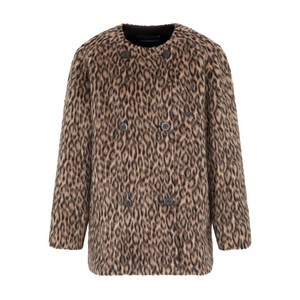 엠포리오아르마니 레오파드 프린트 더블 브레스티드 코트, 브라운계열, Italy 42(KR 66)