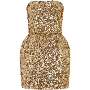돌체앤가바나 시퀸 장식 스트랩리스 미니 드레스, 골드계열, Italy 52(KR 99)