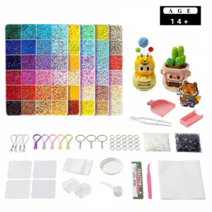 컬러비즈24/48/72/96/120색 컬러비즈세트 풀세트 구성 컬러비즈열쇠고리 컬러비즈집게 수납 상자 세트(호화 세트 당신의 DIY 창작 욕구를 충족시킵니다), 120색, 1개