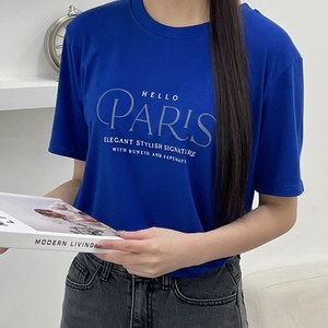 부드러운 레이욘 PARIS 레터링 여성 반팔티셔츠