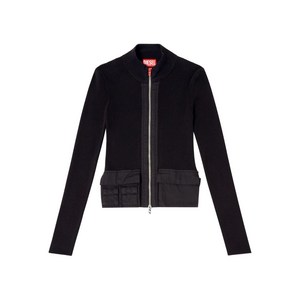 디젤 M-멜리사 골지 지퍼 프런트 가디건, 블랙계열, Standard XS(KR 44)