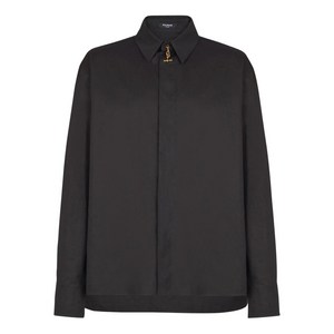 발망 긴소매 히든 버튼 셔츠, 블랙계열, Collar (cm) 40(KR 110)