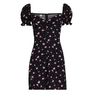 돌체앤가바나 러플 플로럴 미니 드레스, 블랙계열+핑크계열, Italy 40(KR 44)