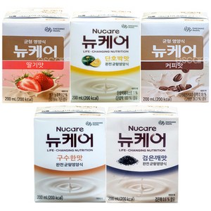 대상 뉴케어 구수한맛 검은깨 딸기맛 단호박맛 커피맛 5가지맛 6팩씩 30팩 일반 노인 환자 영양식, 1세트, 200ml