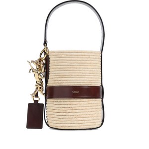 끌로에 로고 라피아 숄더 백