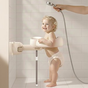 베베오브 아기 샤워 목욕핸들 휴대용 부착식, 베이지 크림, 1개