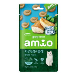 풀무원건강생활 아미오 자연담은 고양이 퓨레, 명태 + 시금치 혼합맛, 5개